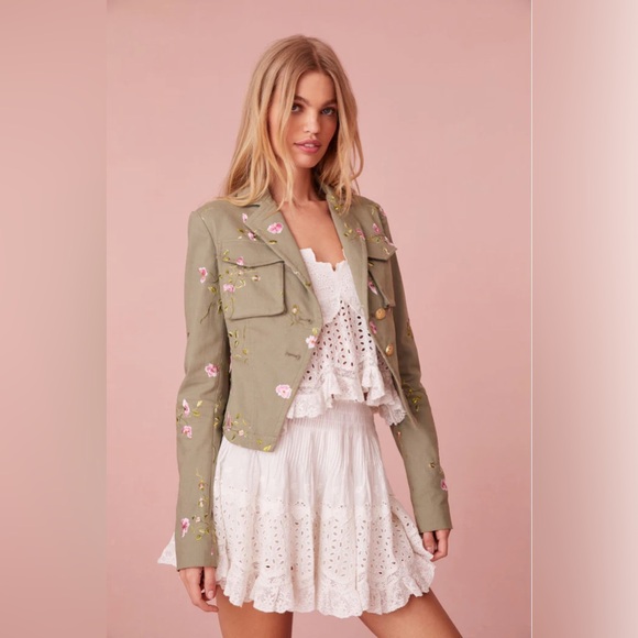 LoveShackFancy Jackets & Blazers - *NWT* Loveshackfancy Dolisa Embroidered Military Jacket size 4